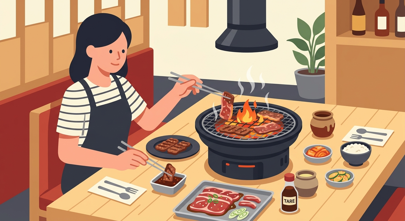タン塩を焼く様子
